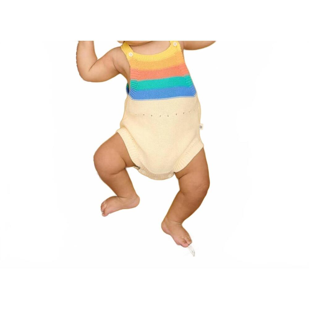 NEW THE BONNIE MOB girl's rainbow stripe knit bubble in multi